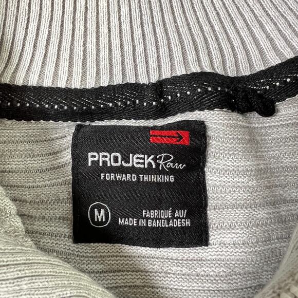 Projek Raw Mens Quarter‎ Zip Mixed Media Sweater Gray Size Medium Tech Urban - Picture 5 of 7